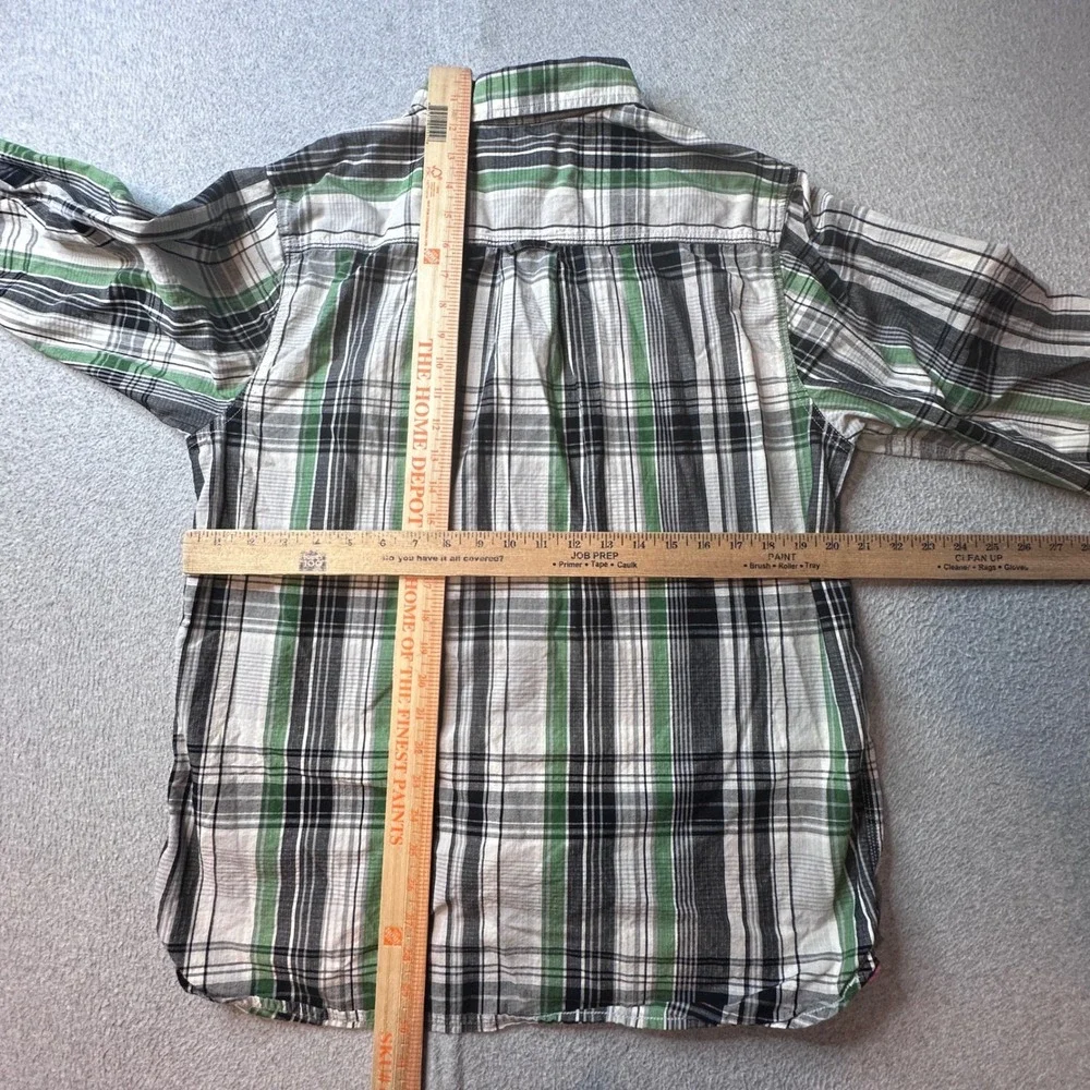 The North Face Shirt Mens L Green Plaid Long Sleeve Button Down Cotton Outdoor